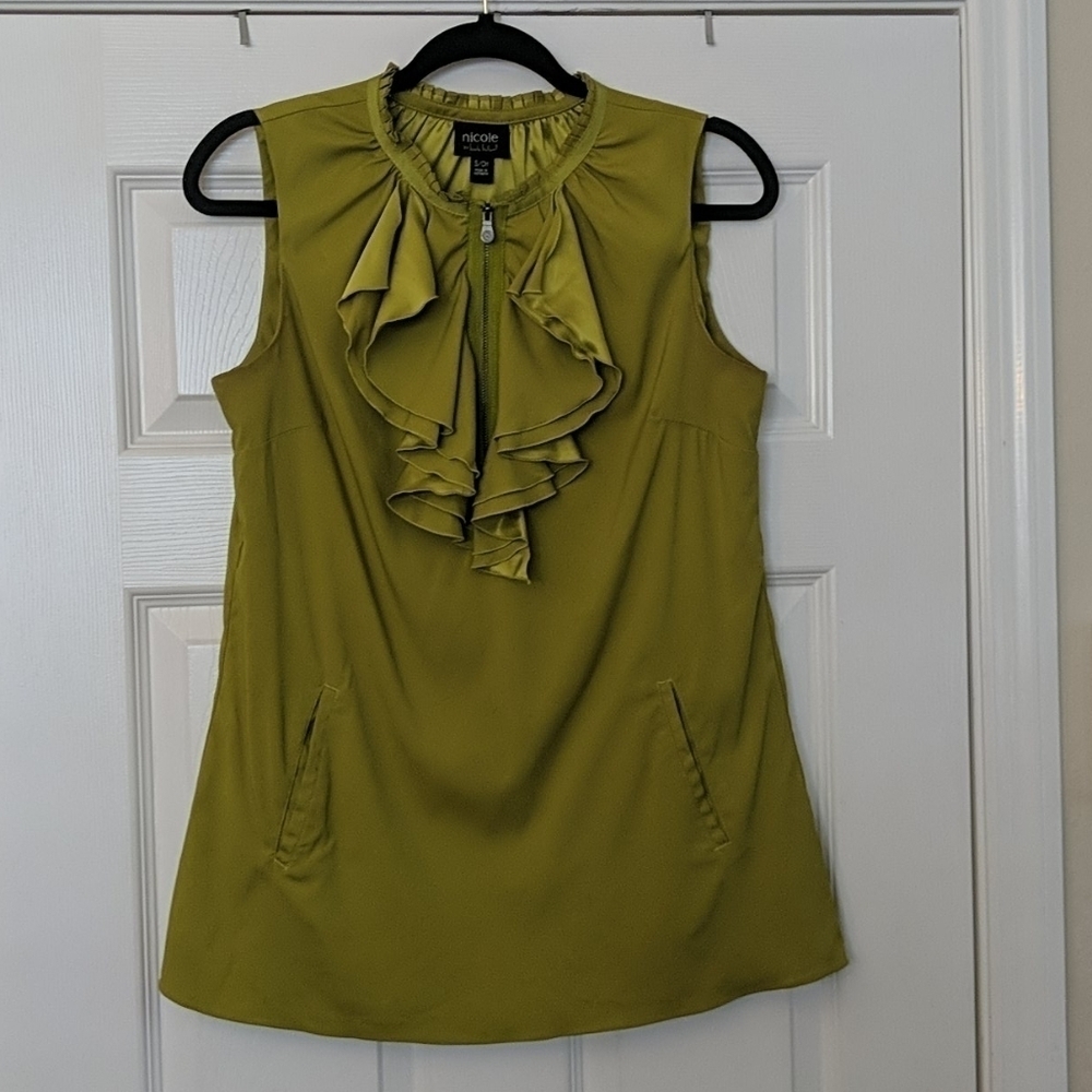 NICOLE by NICOLE MILLER Silky Ruffle Top Blouse